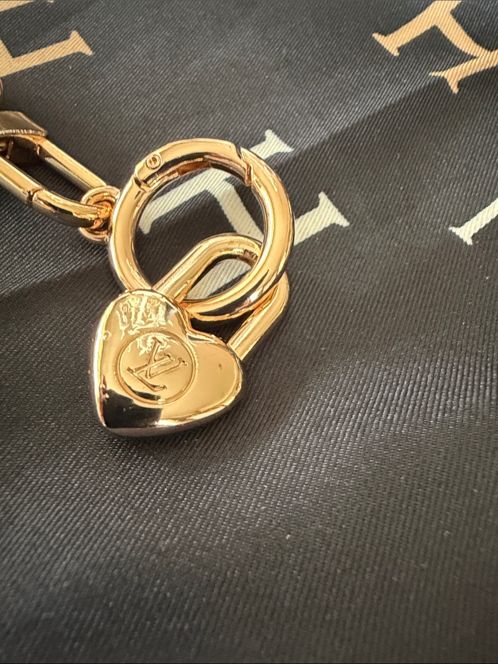 Leather Strap Bag Charm with Gold Heart Accent - Tan handmade - Picture 4 of 5
